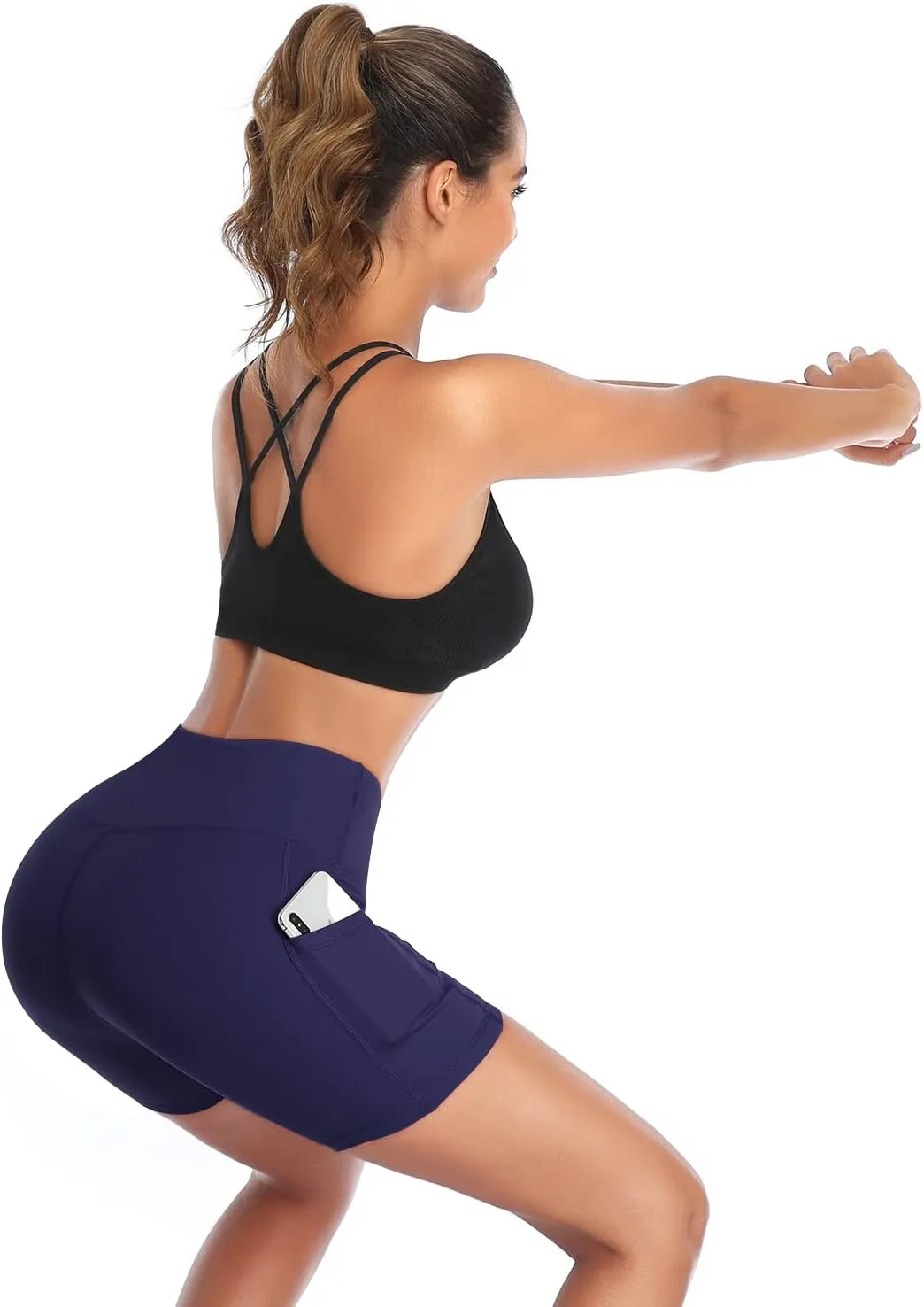 High Waist Tummy Control Workout Biker Running profile rape Athletic Compression Short with Pockets DAYOUNG Women Yoga Shorts 