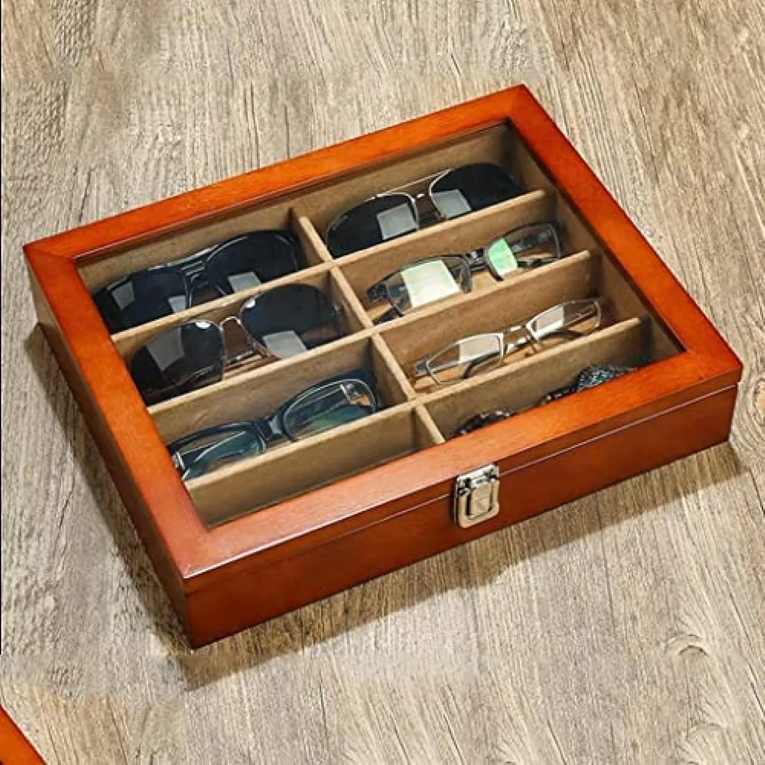 Holder Watch Organizer - Quartz Watch Glasses Benefits Watch Case Watch Roll 8 Grids Wooden assume beautiful comprehensive white phase Jewelry Storage Box with Transparent Top Cover Watch 