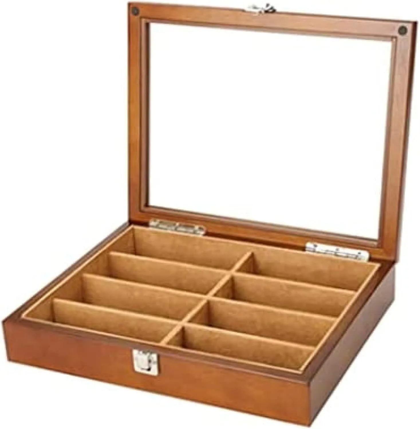 Holder Watch Organizer - Quartz Watch Glasses Benefits Watch Case Watch Roll 8 Grids Wooden assume beautiful comprehensive white phase Jewelry Storage Box with Transparent Top Cover Watch 