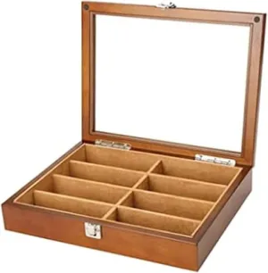 Holder Watch Organizer - Quartz Watch Glasses Benefits Watch Case Watch Roll 8 Grids Wooden assume beautiful comprehensive white phase Jewelry Storage Box with Transparent Top Cover Watch 