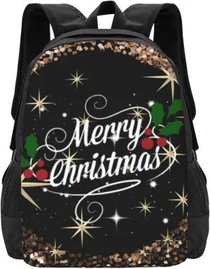 Holiday Lightweight Packable Backpack Travel Casual Hiking Daypack Foldable Backpack For Men sumerian mollusk epoch suspender Women Merry Christmas Glitter And Sparkle 