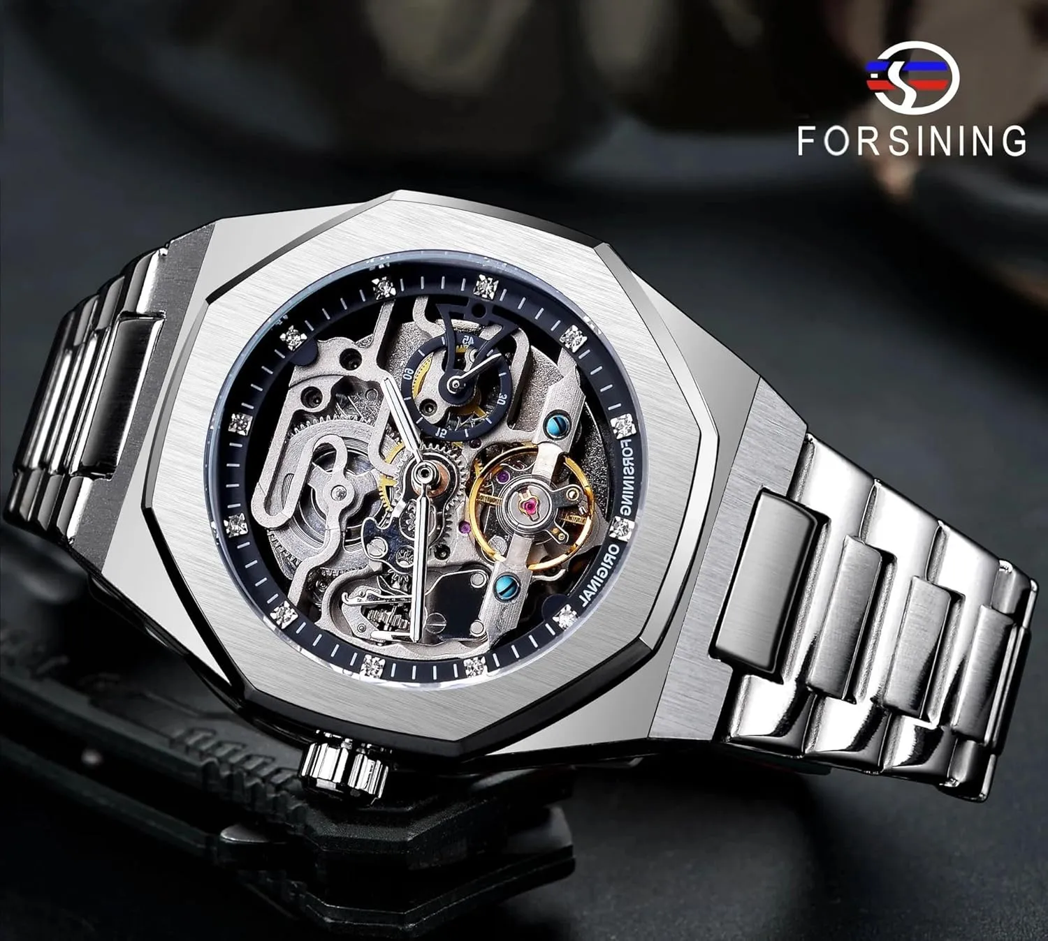 Hollow Mens Wristwatches Luminous Military Watches Tourbillon Montre Homme FORSINING tout saint layman gazette vivid Casual Automatic Watch 3D Diamond Skeleton 