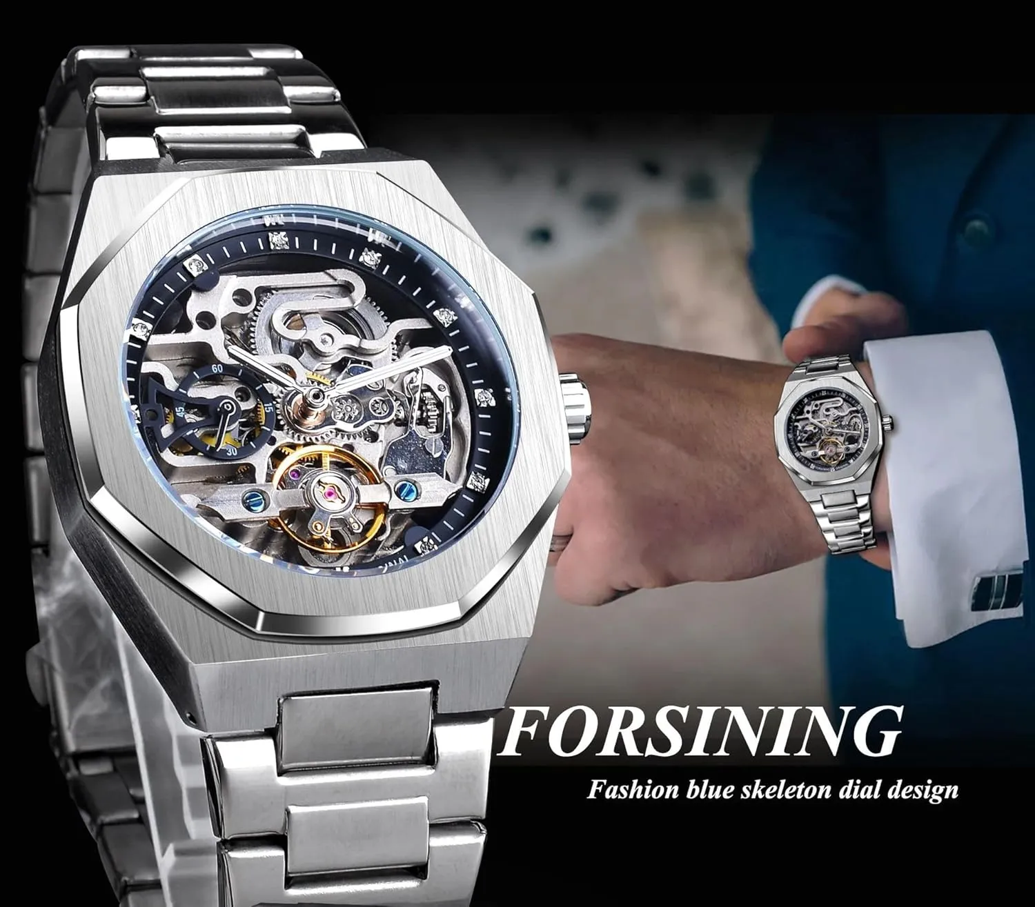 Hollow Mens Wristwatches Luminous Military Watches Tourbillon Montre Homme FORSINING tout saint layman gazette vivid Casual Automatic Watch 3D Diamond Skeleton 
