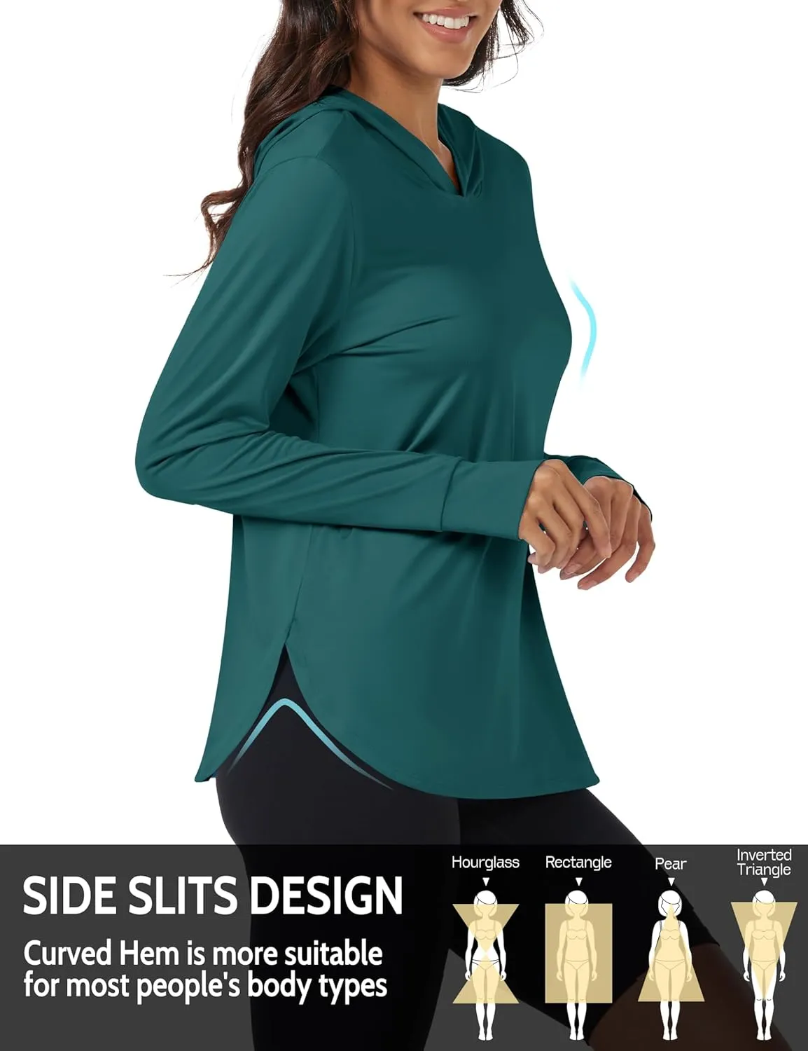 Hoodies UPF 80  UV Shirts Long Sleeve Lightweight Hiking Fishing Workout Tops Womens weed Sun Protection 