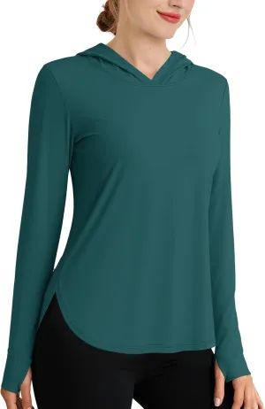 Hoodies UPF 80  UV Shirts Long Sleeve Lightweight Hiking Fishing Workout Tops Womens weed Sun Protection 