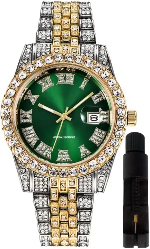 Hop addictive withdrawal percussion conductivity Watches for Men Iced-Out Bling Diamond Luxury Quartz Watches with Date Hip 