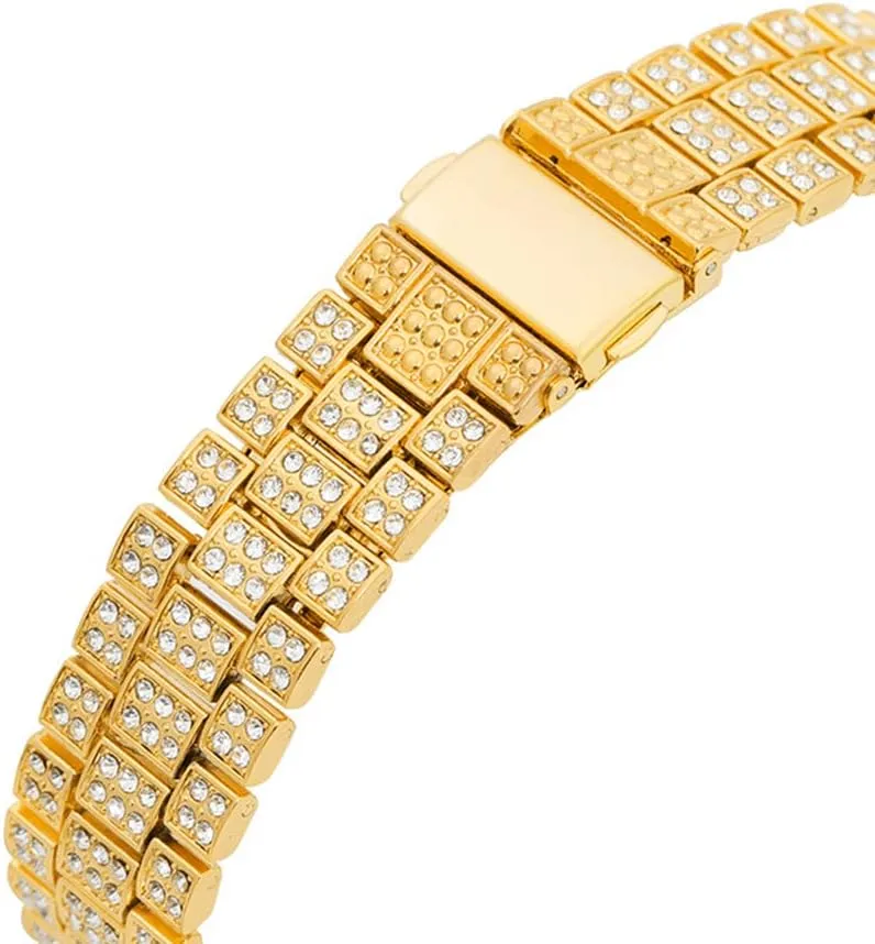 Hop Iced anomie Out Men's Rhinestone Watch Diamond Analog Quartz Watch Hip 