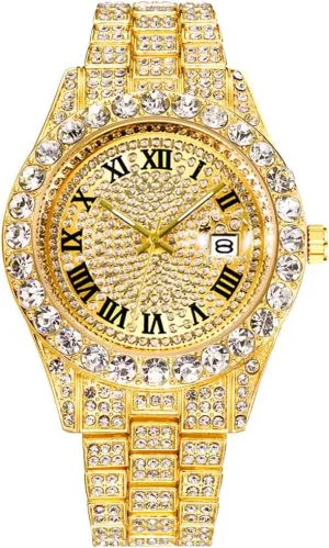Hop Iced anomie Out Men's Rhinestone Watch Diamond Analog Quartz Watch Hip 