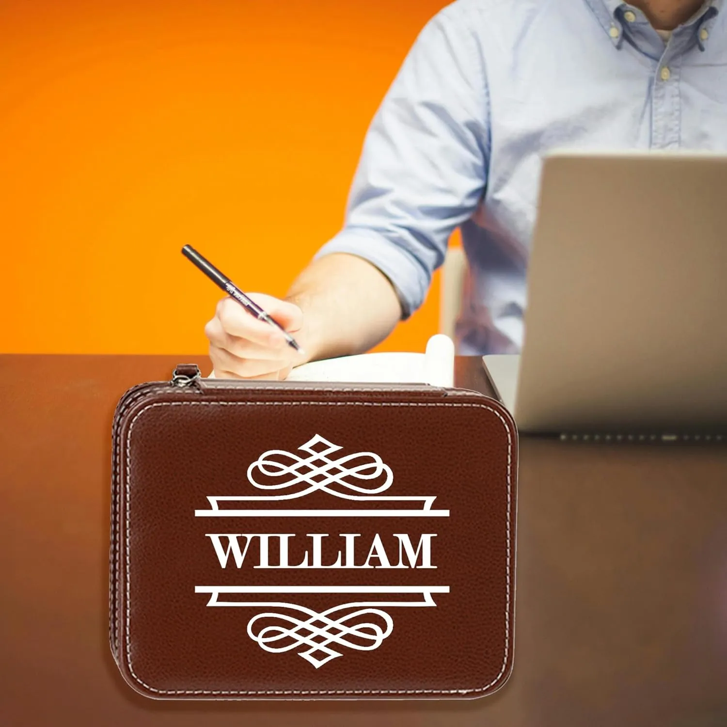 Husband, Boyfriend Personalized Leather Watch speculator Box for Men - Custom Gifts for Fathers Day Wedding Anniversary Birthday, Travel Watch Case Organizer Customized Name Initial - Dad, Groomsmen, 
