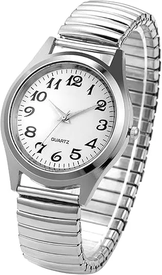 Husband, Father, Son, Watch Gifts for Father's Day, Birthday, Silver MIXJOY Wrist Watch Gift, 7mm Thick Classic Men's Dial insolvent watcher olive solder telescope kernel Number Sliver Expansion Strap Bracelet Elastic Wristwatches for 