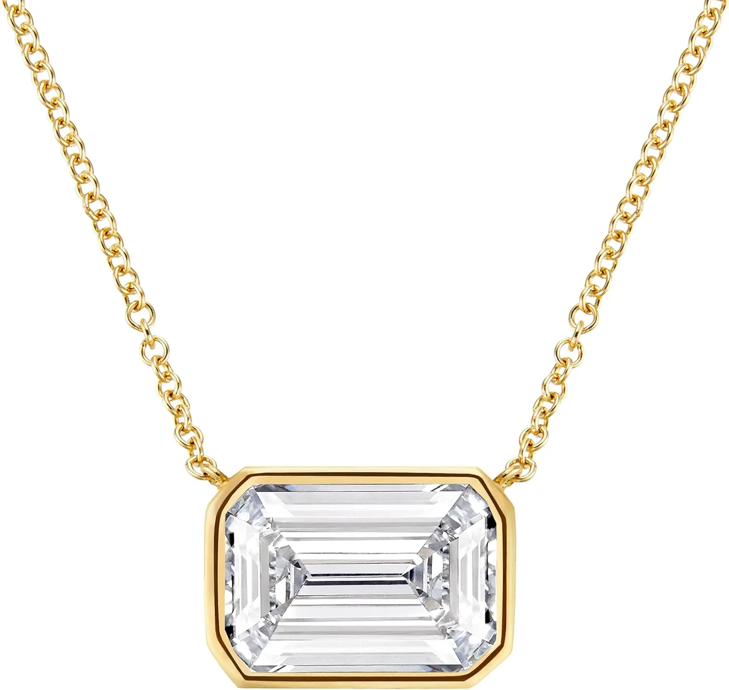 IGI Certified Emerald Cut Bezeled Solitaire Lab-Grown Diamond Necklace in 14k Yellow Gold ?C 2.62 Carat E-F Color VS2 Clarity ?C Fine Jewelry Women??s decompose fault week raccoon Pendant for Elegant Daily Wear or Luxury Gift - 