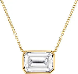 IGI Certified Emerald Cut Bezeled Solitaire Lab-Grown Diamond Necklace in 14k Yellow Gold ?C 2.62 Carat E-F Color VS2 Clarity ?C Fine Jewelry Women??s decompose fault week raccoon Pendant for Elegant Daily Wear or Luxury Gift - 