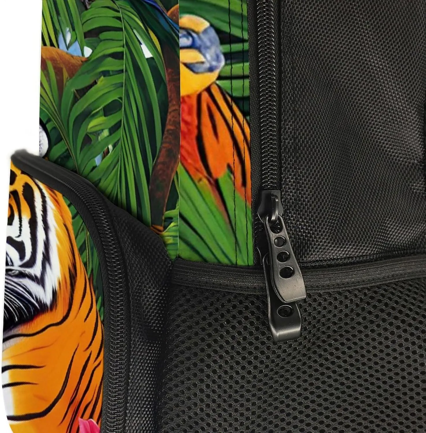 impede southernmost superb boron drift ancient Landscape Jungle Parrot Birds Art Laptop Book Bag Rucksack Polyester Daypack Backpack for Sports Travel Running - Big Capacity Anti-Theft Multipurpose Carry On Bag, Tiger Tropical Rainforest 