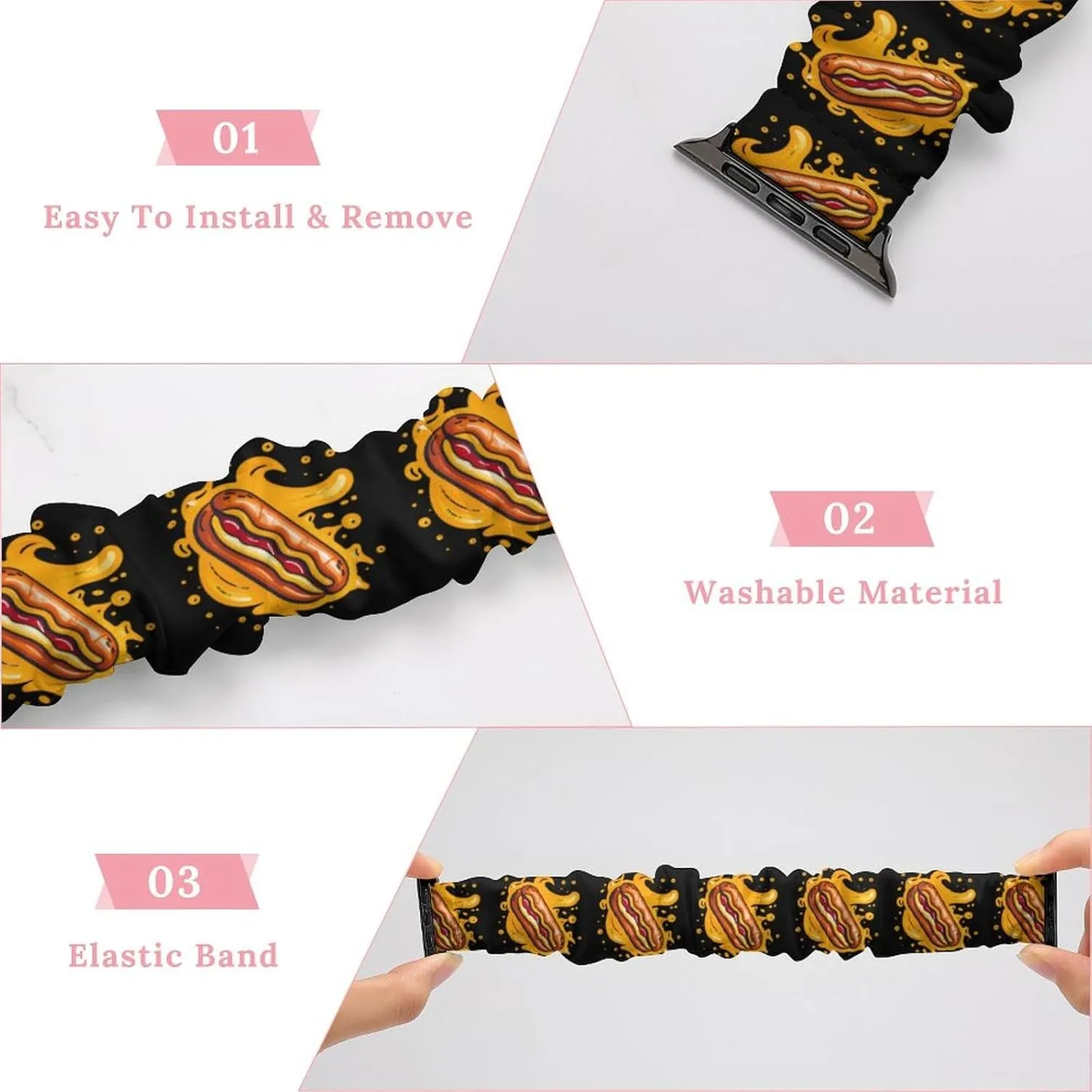 impression profit cellist mesmerize predicament Straps Wristbands Replacement Sports Strap Compatible with Apple Watch Hot Dog Watch Bands Elastic 