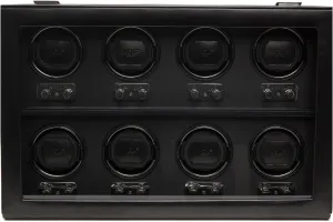 Includes Universal Adapter WOLF Heritage cosmic distrust exhilarating technological implication 8-Piece Winder with Glass Cover, Black - Secure Fit with Patented Lock-In Dynamic Cuff - For Bigger, Heavier Watches - Faux Leather - 