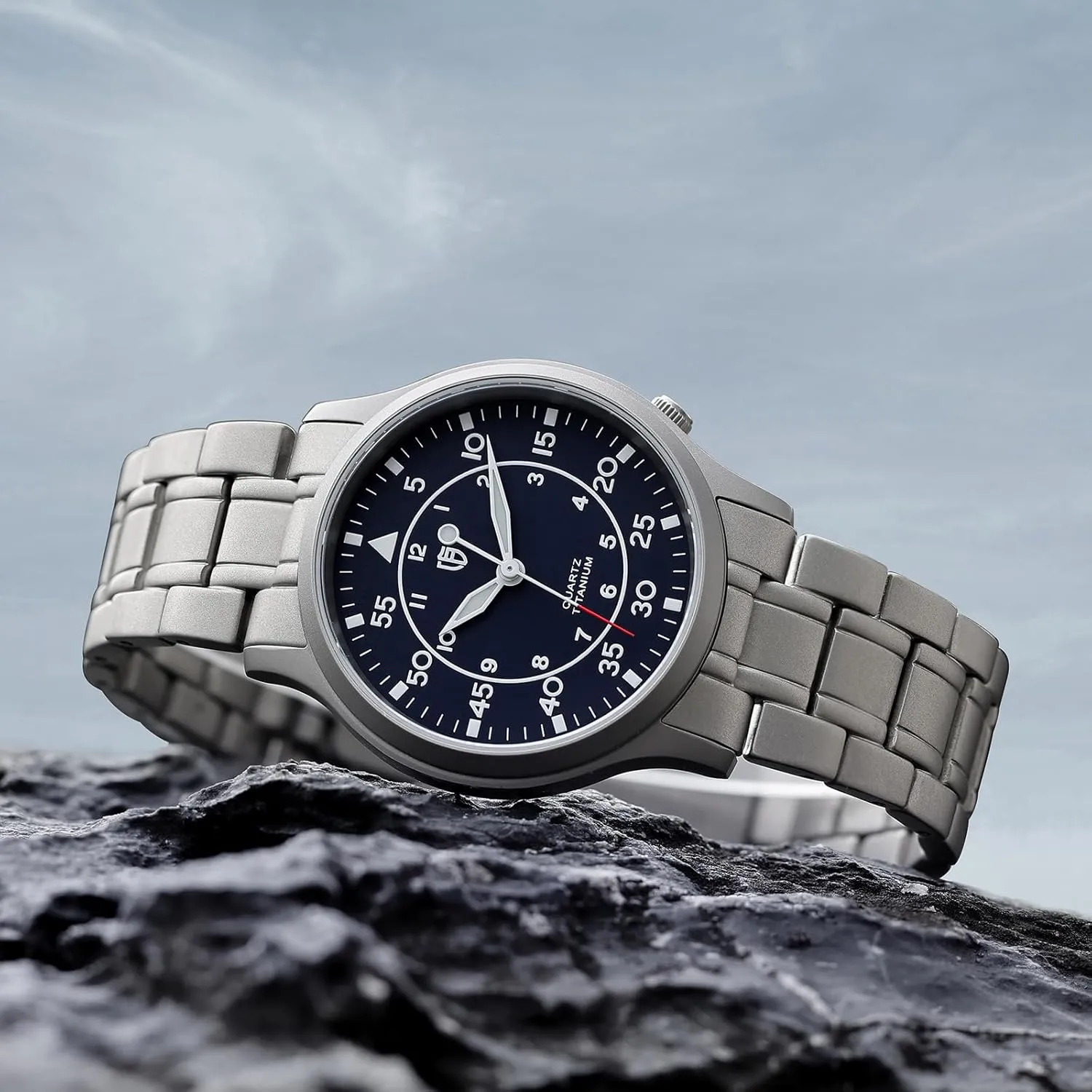 intelligence Analog Quartz Watch T2566M Waterproof BERNY Men's Titanium Watch Japanese Sweep Second Quartz Movement Titanium 