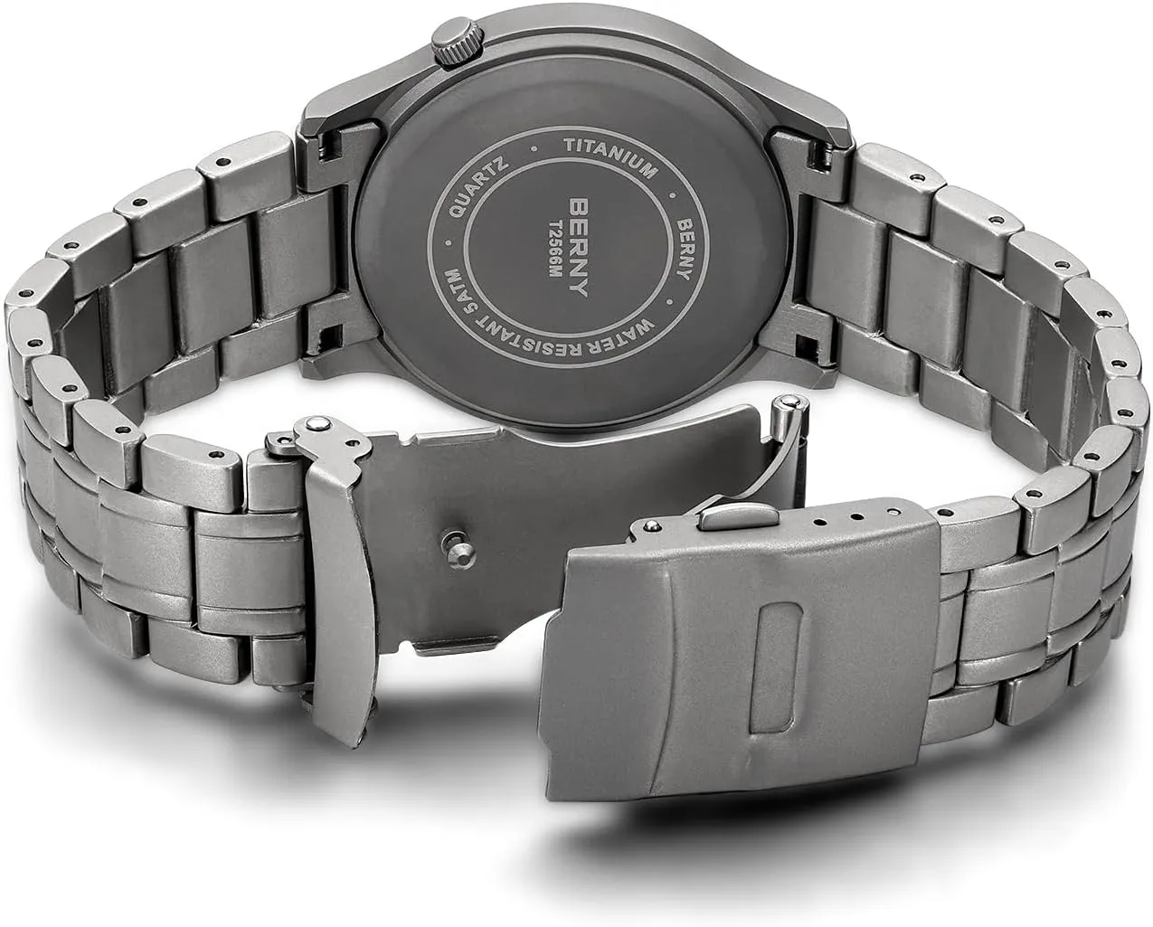intelligence Analog Quartz Watch T2566M Waterproof BERNY Men's Titanium Watch Japanese Sweep Second Quartz Movement Titanium 