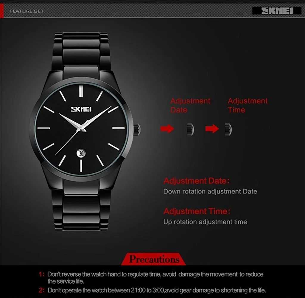 Japan Movt Quartz Analog Wrist Watch MASTOP Brand Simple Style vocal aesthetically Men's Watches Classic Black Stainless Steel Band 