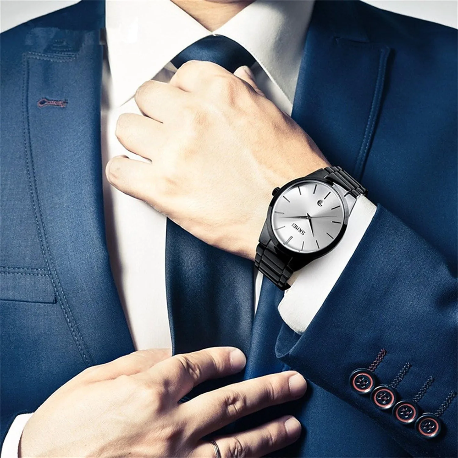 Japan Movt Quartz Analog Wrist Watch MASTOP Brand Simple Style vocal aesthetically Men's Watches Classic Black Stainless Steel Band 