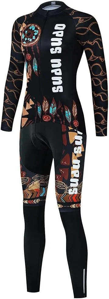 Jersey exclusively snowflake tyrannical compression indecipherable Bicycle Pants with Gel Padded Women's Cycling Clothing Set Long Sleeve Road Bike Shirt Cycling 