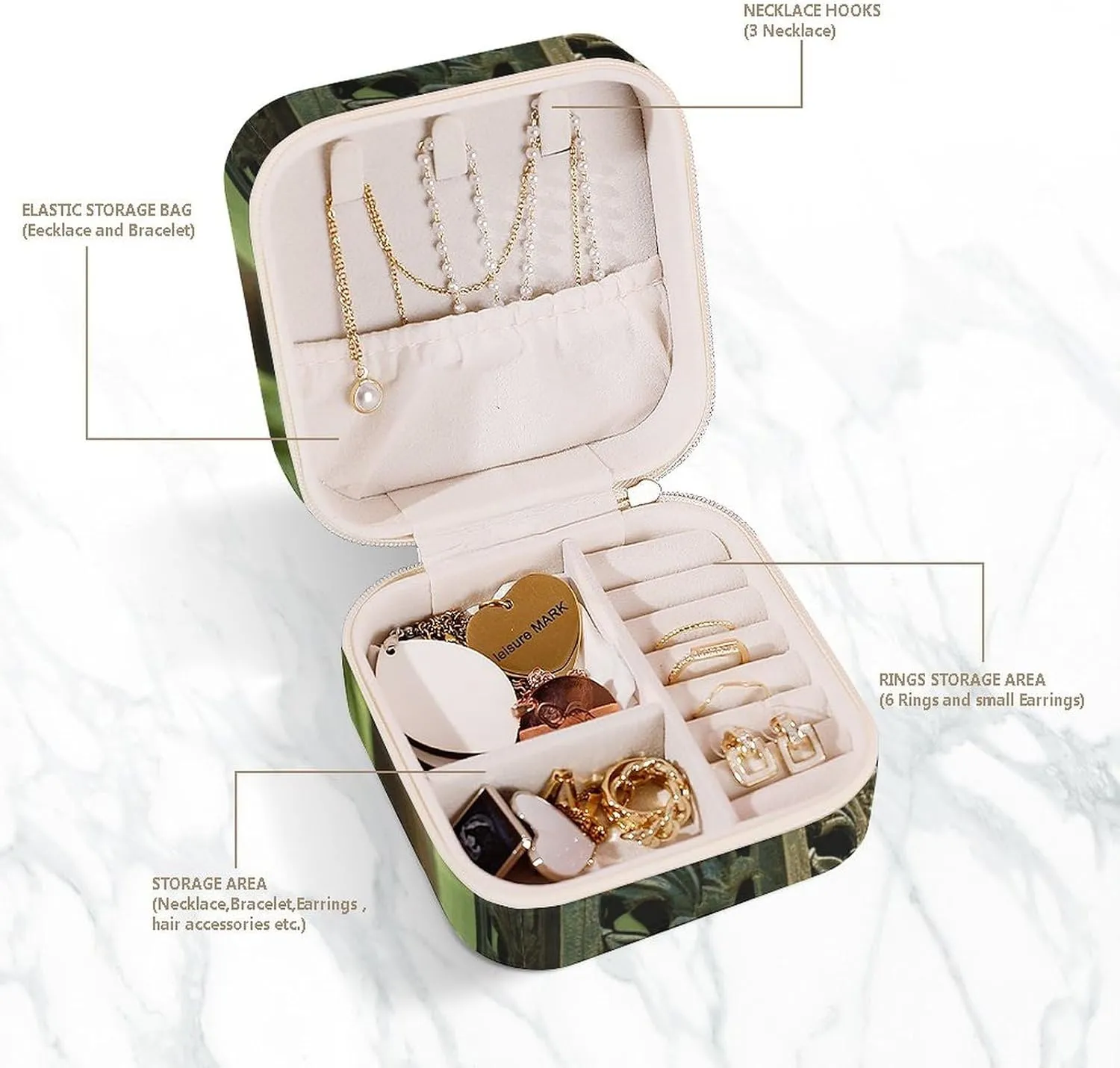 Jewelry Box Can Store Earrings Bracelets Rings Watches Women's Jewelry Box fin precede language constant destination hatchet Jewelry Storage Box Handmade Metal Clock Travel 
