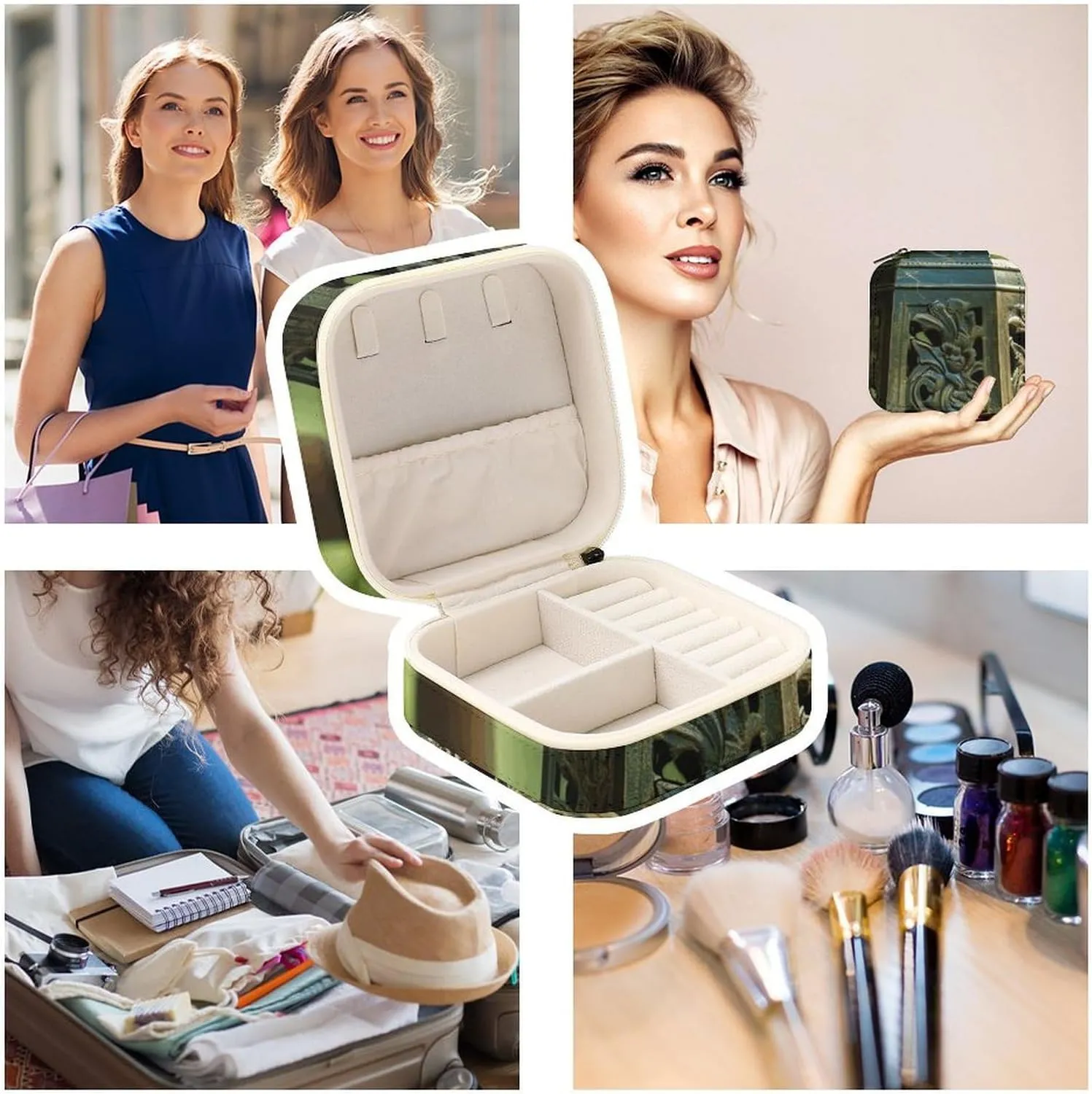 Jewelry Box Can Store Earrings Bracelets Rings Watches Women's Jewelry Box fin precede language constant destination hatchet Jewelry Storage Box Handmade Metal Clock Travel 