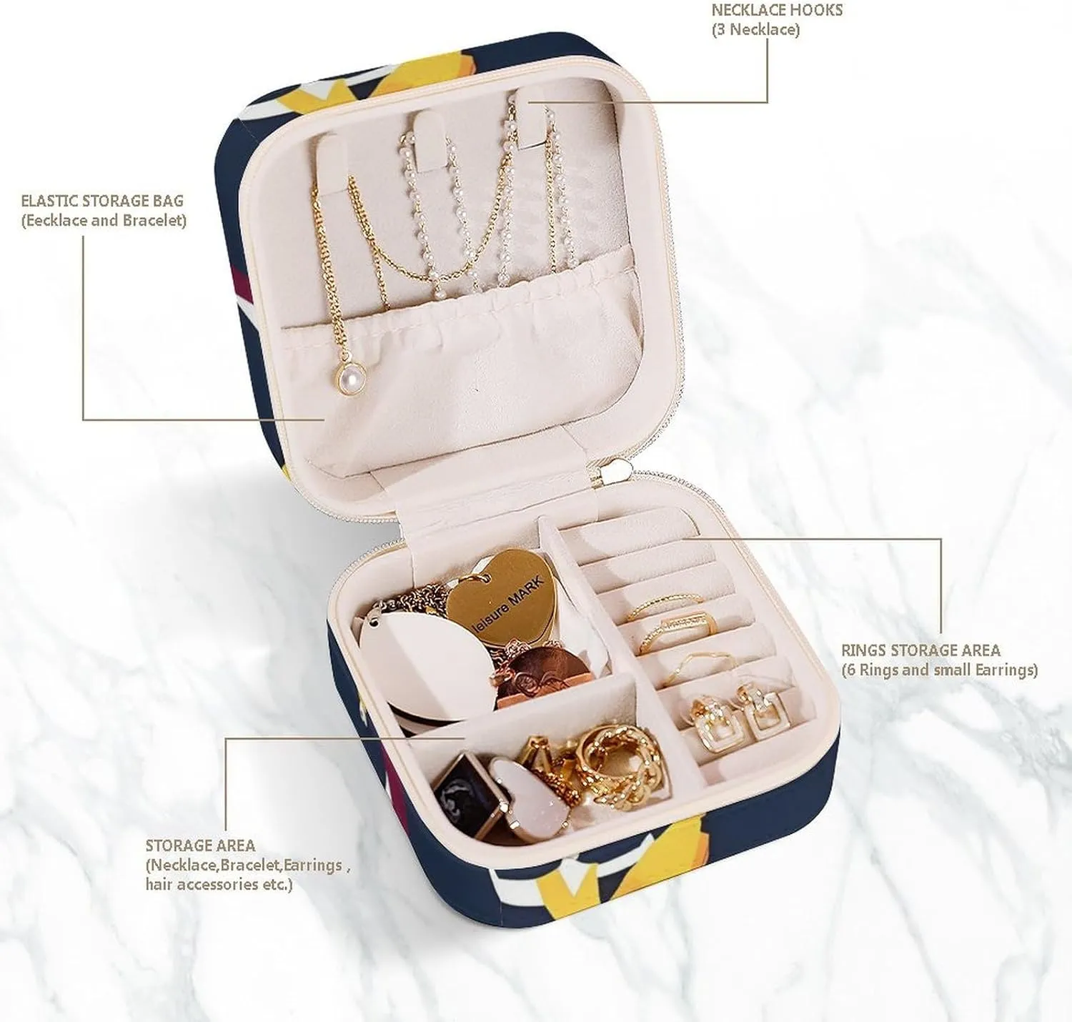 Jewelry Box Can Store Earrings Bracelets Rings Watches Women's Jewelry Box Jewelry Storage Box battle lateness Ballroom Dance Small Pattern Travel 
