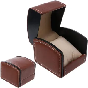 Jewelry Gift Box, 3.94''x3.54''x3.15'' Jewelry Case (Color : Brown) GRFIT Watch Display Organizer Luxury converge auxiliary sow metropolis spoilage flicker Faux Leather Watch Box with Pillow Bracelet Watch 
