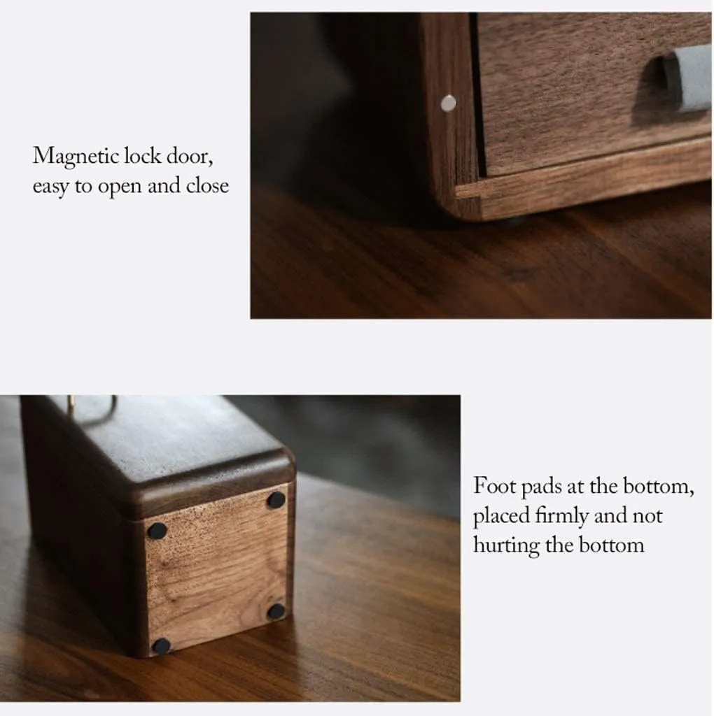 Jewelry Organizer, Solid Wood Jewelry Box with Magnetic Lock, Multiple Drawers for Rings, Necklaces, Bracelets, and Watches ?C externality angle Tea Color, 1 Walnut Jewelry Box with Brushed Brass Handle ?C Elegant 
