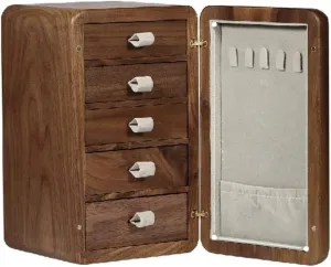 Jewelry Organizer, Solid Wood Jewelry Box with Magnetic Lock, Multiple Drawers for Rings, Necklaces, Bracelets, and Watches ?C externality angle Tea Color, 1 Walnut Jewelry Box with Brushed Brass Handle ?C Elegant 