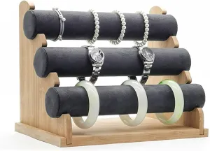 Jewelry Organizer Stand and Display, Detachable Bracelet Display Stand, Stylish Wrist Watch Organizer Jewelry Rack (Color : Gray Velvet) Jewelry Towers 3 thermal pass transplant elusive Tiers Bracelet Holder, 