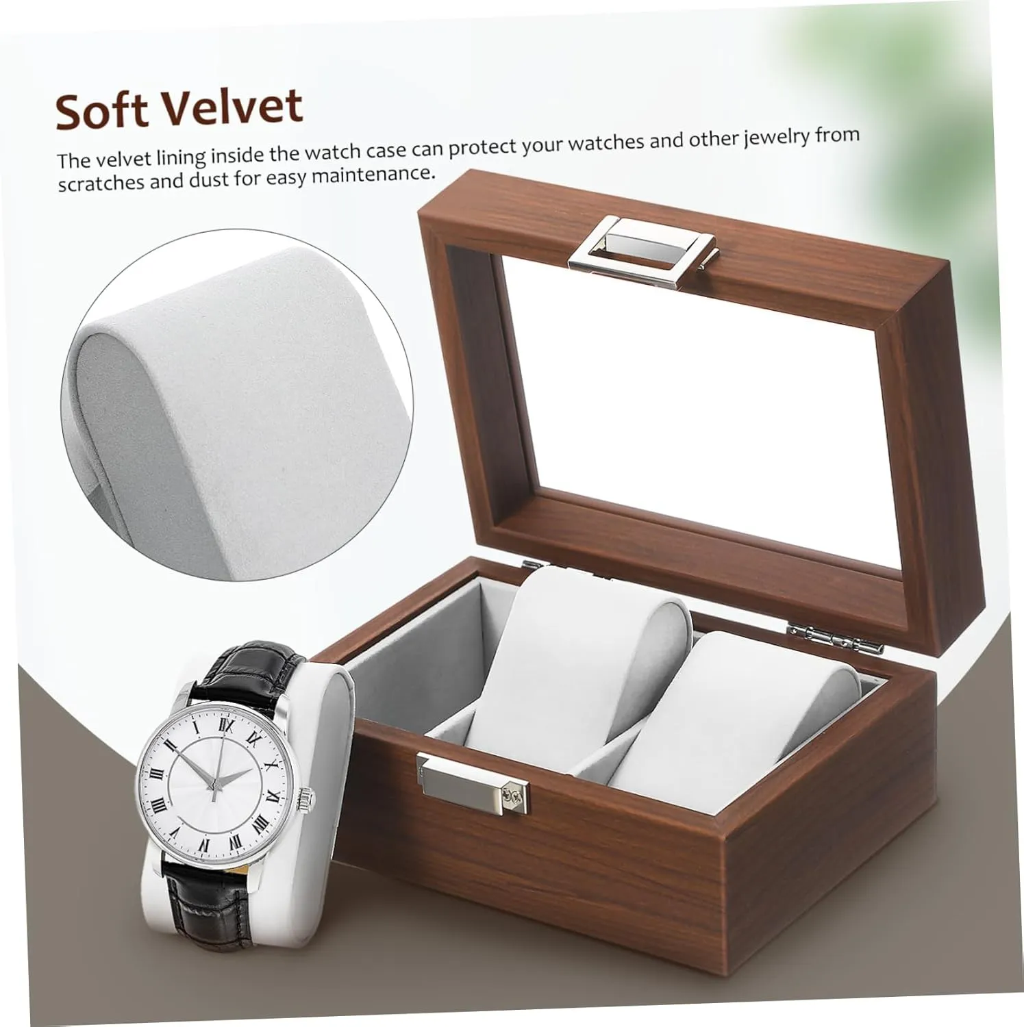 Jewelry Organizer Walnut Grain national for Men Protective Lining Great for and Boyfriends Elegant Watch Storage Watch Display Case with Lid Slot 