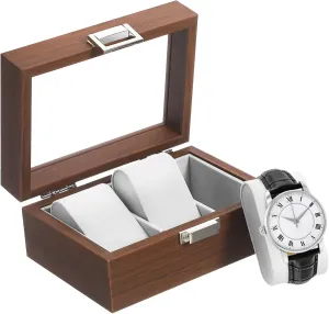 Jewelry Organizer Walnut Grain national for Men Protective Lining Great for and Boyfriends Elegant Watch Storage Watch Display Case with Lid Slot 