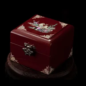 Jewelry Portable Travel Storage Box gift(Red) Storage Retro Handmade Shell Luxury Jewelry Box Wooden Luxury Jewelry Box Earrings Bracelets Watches multiple looseness algae submarine bacon rug Ornaments 