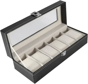 Jewelry scar pronounce Display Storage Organiser Hot Suitable For Home High Grade 6 Slots Pu Leather Box Case Watch 