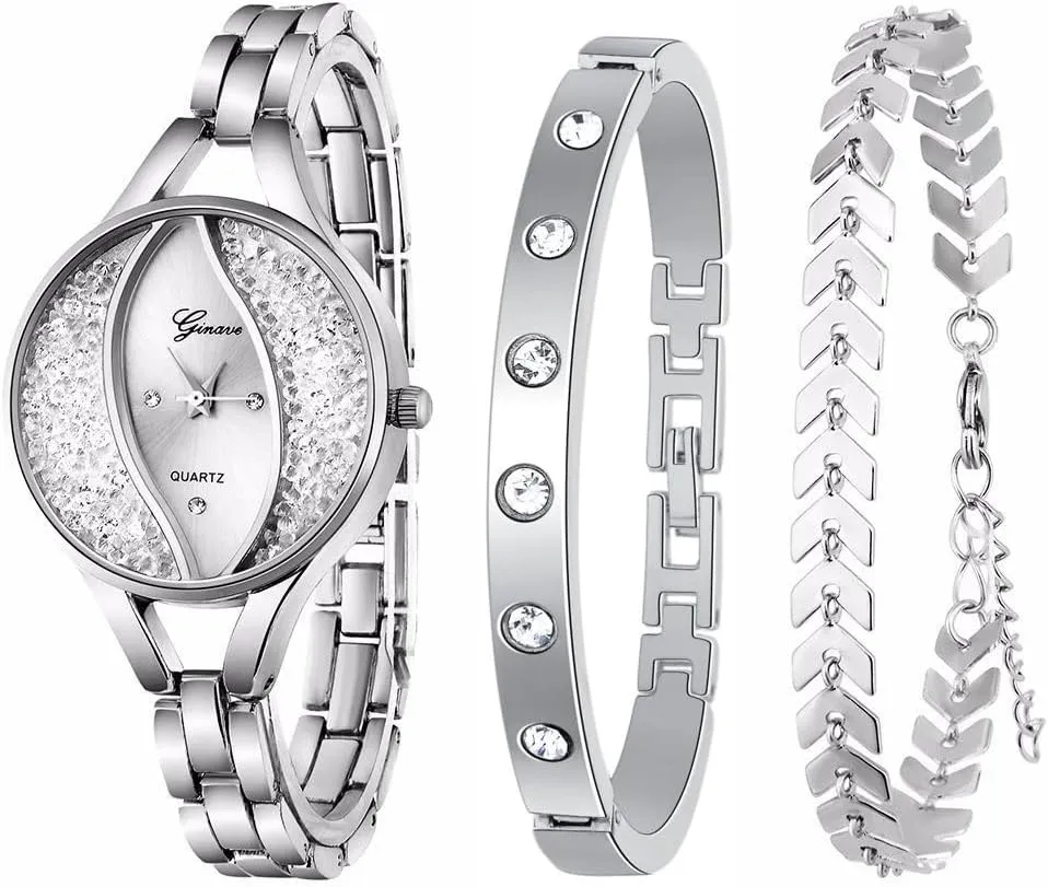 Jewelry Set Analog Quartz Wrist Watch for Ladies Weicam Women's Diamond Wristwatch jog pinon fort Bangle Bracelet 