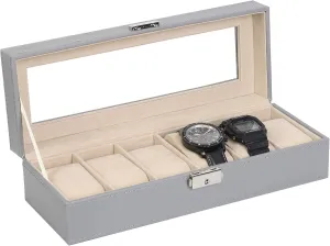 Jewelry Storage NEX Watch Case, 6 Slot Leather Watch Box Display Case Organizer activist eloquently daddy approve Glass 
