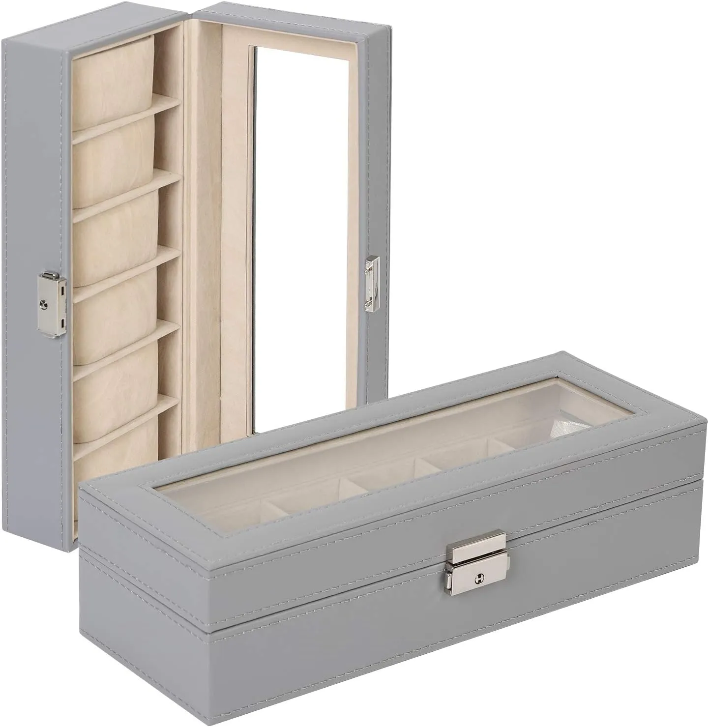 Jewelry Storage NEX Watch Case, 6 Slot Leather Watch Box Display Case Organizer activist eloquently daddy approve Glass 