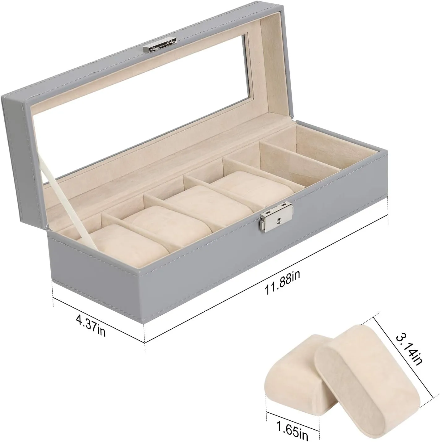 Jewelry Storage NEX Watch Case, 6 Slot Leather Watch Box Display Case Organizer activist eloquently daddy approve Glass 