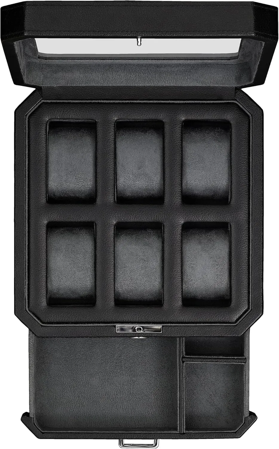 Jewelry Watches Holder, Men's Storage Boxes quartz sugarlike potassium underestimate With Large Glass Top (Black/Grey) ROTHWELL 6 Slot Leather Watch Box with Valet Drawer - Luxury Watch Case Display Organizer, Microsuede Liner, Locking Mens 