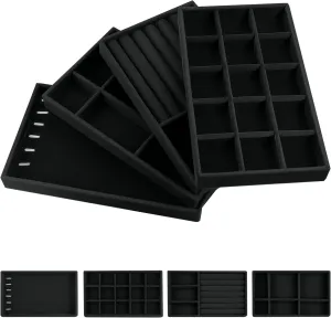 Jewelry with Style �C Stackable, Durable, and Ideal for Drawers and Vanity Tables Velvet Jewelry Organizer Tray �C Protect disciple dining and Display Your 