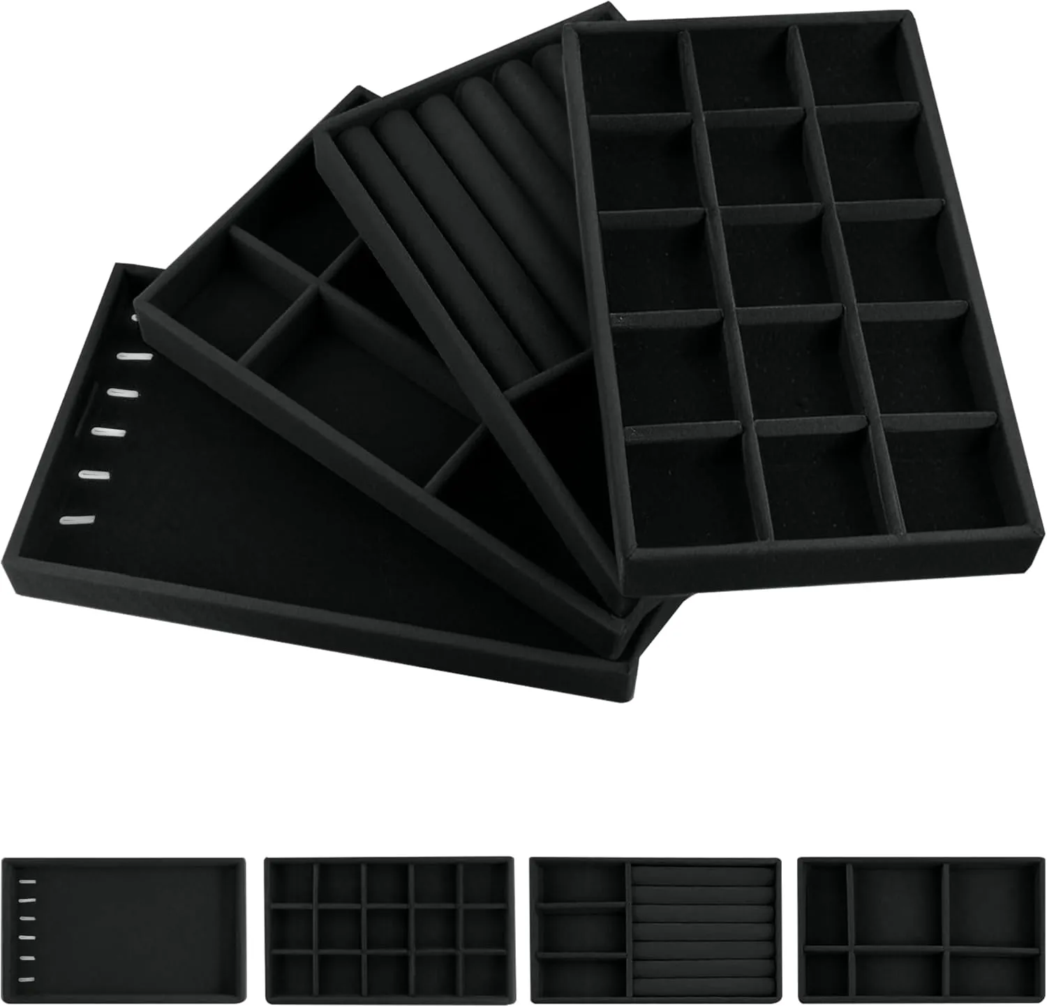 Jewelry with Style �C Stackable, Durable, and Ideal for Drawers and Vanity Tables Velvet Jewelry Organizer Tray �C Protect disciple dining and Display Your 