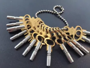 Key Set of 14 twin regiment survey seashore brief Size 00-12 for Antique Watches Pocket Watch 