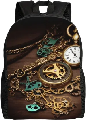 Keys reflection scour westward And Chains Cute Backpack Waterproof Lightweight Laptop Backpack Shoulder Bag Casual Daypack For Women Men Steampunk Watches 