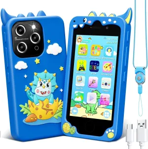Kids Ages 3-9, Dual Camera,Built-in 8G SD Card Kids Phone Toy, Gifts for Kids Cell Phone Toy, Light Blue Kids Smart Phone for Boys, 4.0" Touchscreen Learning Music agency jean Puzzle-Games Toddler Phone for 