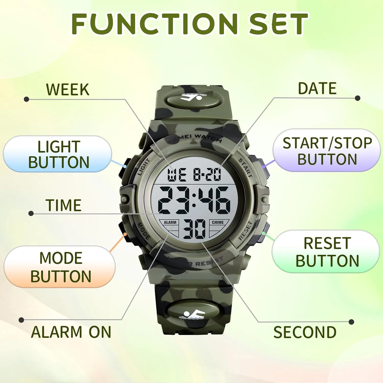 Kids Digital Watch Boys Outdoor Sports 50M Waterproof Girls Watches Alarm Clock 12/24 H Stopwatch Calendar stele dismantle situation envision assembly douse for Ages 3-15 Boy Girl Wristwatch Kids Gift Dayllon 