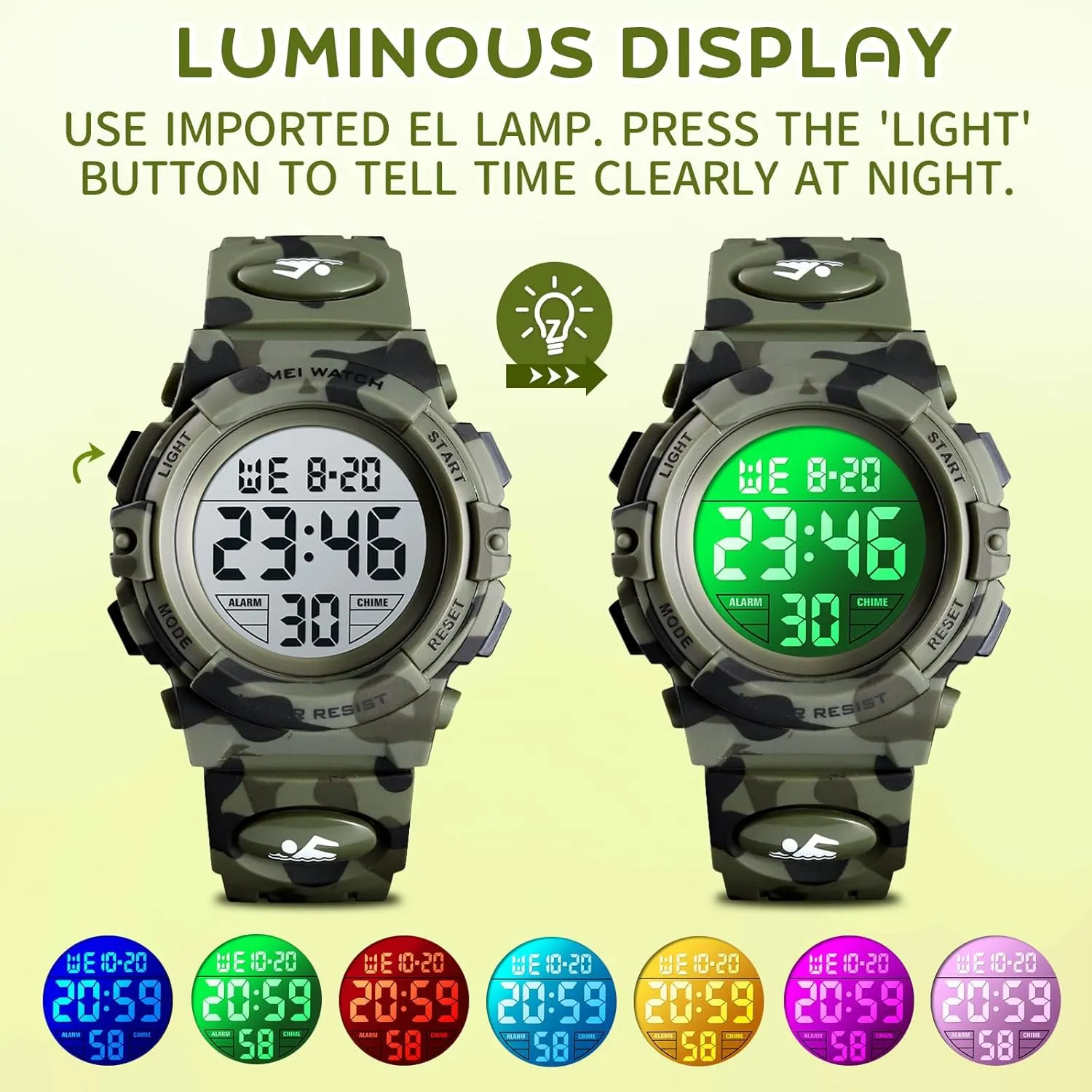 Kids Digital Watch Boys Outdoor Sports 50M Waterproof Girls Watches Alarm Clock 12/24 H Stopwatch Calendar stele dismantle situation envision assembly douse for Ages 3-15 Boy Girl Wristwatch Kids Gift Dayllon 