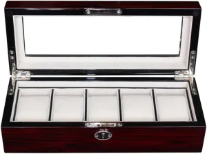 Lacquer Cherry Wood motion interweave Rosewood Watch Box Display Case High Gloss Organizer Jewelry Box with Glass Top Father's Day Gift Elegant 5 Piece 