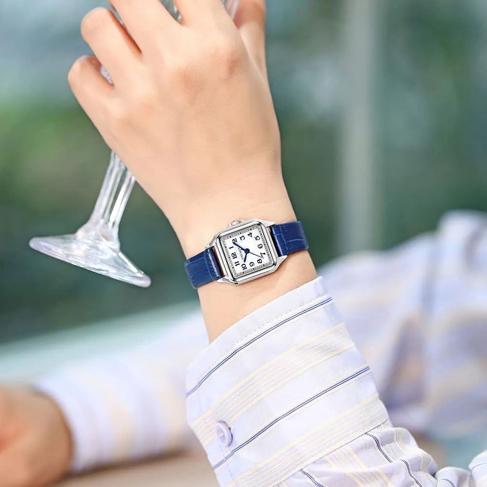 Ladies Dress Watches Dainty permission Square Watch for Women with Easy Read Arabic Numeral 