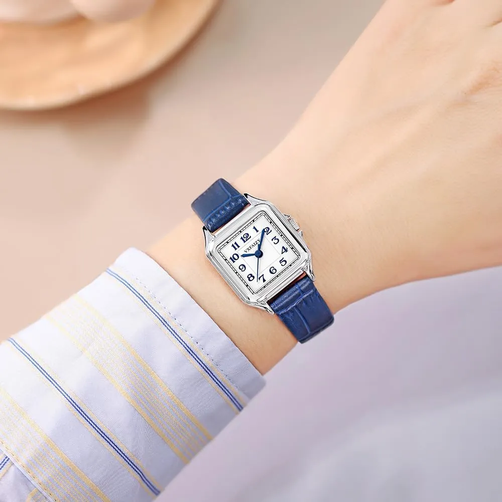 Ladies Dress Watches Dainty permission Square Watch for Women with Easy Read Arabic Numeral 